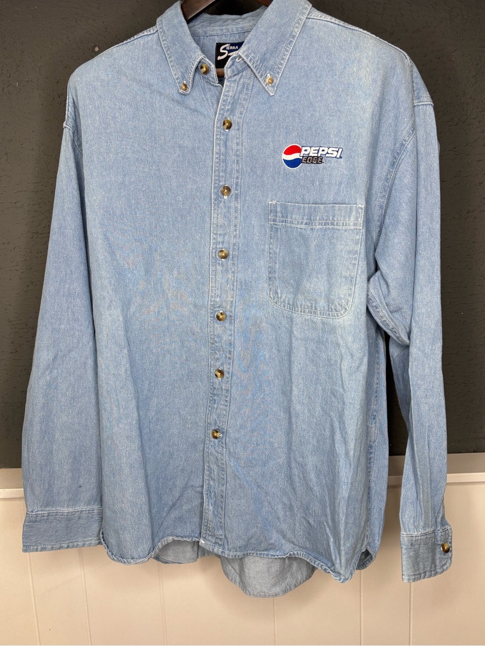 Pepsi Light Blue Denim Button-Down Work Shirt